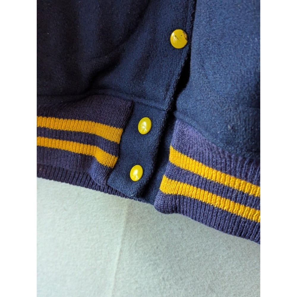 Vtg 1979 Varsity Blue Gold Jacket cheerleader Wool Blend Sz 36 "Laura" & "MCH" - Picture 8 of 13